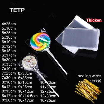 TETP 100Pcs ชัดเจนบนสุดเปิดกระเป๋า Thicken Cellophane Handmade คุกกี้ขนมลอลลี่ป๊อป Packaging ความช่วยเหลือเล็กน้องขวัญของตกแต่งหน้าต่าง OPP พลาสติก