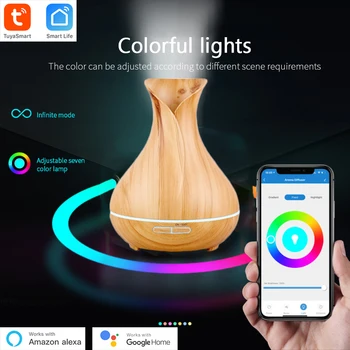 Tuya ฉลาด Humidifier กับ Colorgul นำแสงสว่าง WiFi Smell Diffuser ตัวจับเวลาเครือข่ายไร้สายควบคุมงานกับอเล็กซ่ากลับบ้านของกูเกิ้ลได้พูดถึงประเด็นสำคัญ