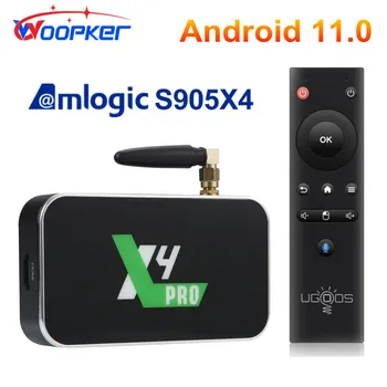 Ugoos X4 มืออาชีพคนฉลาดกล่องออกทีวี Android 11 Amlogic S905X4 DDR44GB 32GB 4k เครื่องมือเล่นสื่อ Wifi 1000M เอีย AV1 X4 ทรงลูกบาศก์ X4 อีกตั้งไว้บนกล่อง