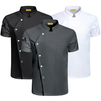 Unisex นเปื้อนเสื้อขาดแขนเสื้องครัวทำอาหารเสื้อร้านอาหารเสริฟเครื่องแบบเสื้อ