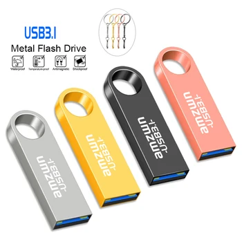 USB3.1 ES9 พอร์ต USB 3.0 แฟลชไดรฟ์ใช้การโลหะมินิ Pendrive 32GB 64GB 128GB พอร์ต USB อยู่ cle พอร์ต usb ปากกาขับกุญแจแหวนพอร์ต USB แฟลช