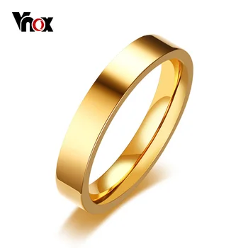 Vnox คลาสสิค 4mm Unisex แหวน Stainless เหล็กง่ายอย่างพันธมิตรสำหรับผู้หญิงคนฮิเครื่องประดับกุหลาบสีทองงานแต่งงานวงดนตรี