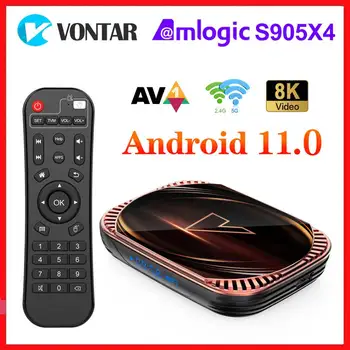 VONTAR X4 Amlogic S905X4 Android 11.0 ทีวีกล่อง 4GB 32GB 64GB 128GB ตั้งไว้บนกล่อง 1000M คู่ Wifi AV18K Android 11 เครื่องมือเล่นสื่อ