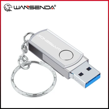 WANSENDA โลหะพอร์ต USB แฟลชไดร์ฟหมุนหน่อปากกาขับรถ 8GB 16GB 32GB 64GB 128GB 256GB ความเร็วสูงพอร์ต USB อยู่ 3.0 Pendrive กับกุญแจ