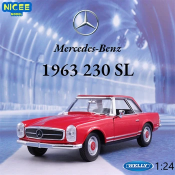 WELLY 1:241963 เมอร์เซดีส-Benz 230 SL สูงระบบจำลอง Diecast รถโลหะ Alloy รุ่นรถเด็กของเล่นของคลังสื่อของขวัญ B139