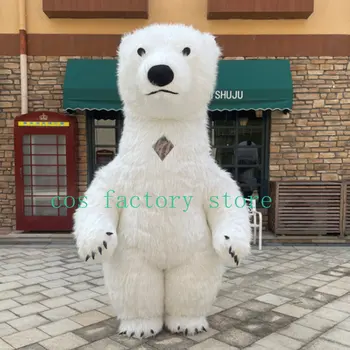 Надувные белые медведи จีนไว้ที่สถานีก่อยักษ์น้องหมีขั้วไว้ที่สถานีก่อโฆษณางานฮัลโลวีนปาร์ตี้คริสต์มาส Cosplay ชุดนุ่มน่ากอตุ๊กตา