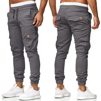 กางเกงสินค้าคนร้านสกินนี่ยีนส์เปิดกางเกงเอว Drawstring เกรย์คนกางเกงแฟชั่น Streetwear เศษกระเป๋ากางเกงปกติเลย 2022