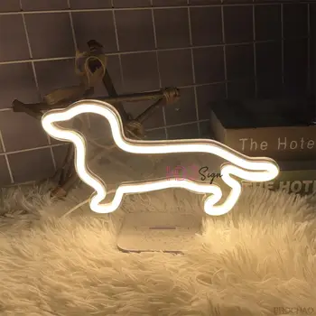 กำหนดเองนีออนเซ็นพอร์ต USB หมาพานีออนแสงสว่างคืนเซ็กเด็กห้องนอนของตกแต่งหน้าต่างโต๊ะโต๊ะแสงตะเกียงสร้างสรรค์ของขวัญวันเกิด