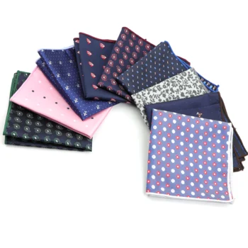 คน Handkerchief ลายจุด Striped Woven การพิมพ์กระเป๋า Hankies ธุรกิจง่ายๆ Polyester Hanky ไม่1-26