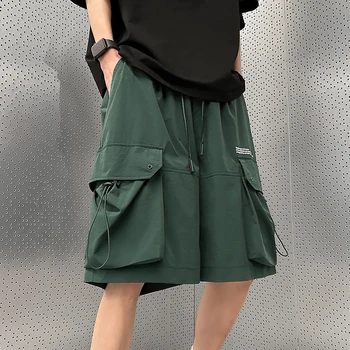คนของเกงสั้นภาษาญี่ปุ่นแบบสะโพกขึ้น Streetwear ว้างเข่าความยาวการขนส่งกางเกงใหม่หน้าร้อนใหญ่ขนาดของผู้ชาย Trunks