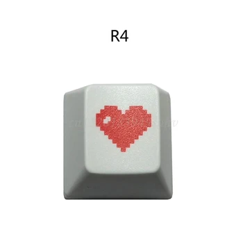 คนใหม่คุณภาพสูง R4 Keycap รักเชอร์รี่ตั้งโพรไฟล์สีย้อมแกะสลักรูป PBT แป้นพิมพ์ Keycap สำหรับเครื่องยนตร์ขัดแป้นพิมพ์ถูกแกะหัวใจพิกเซล