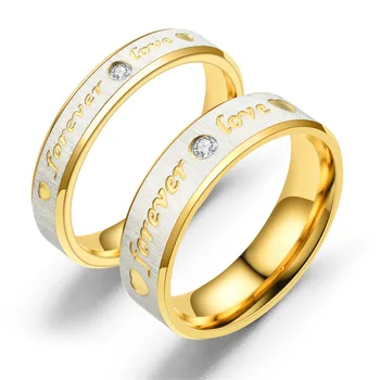 คนใหม่ตลอดรักสองสามแหวนสำหรับผู้หญิงคนหัวใจ Stainless เหล็กแหวนแต่งงานแฟชั่นหมั้นกันปาร์ตี้เครื่องเพชร