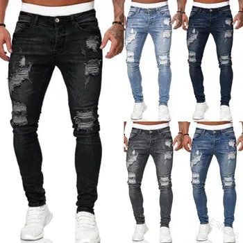 คลาสสิค Streetwear สะโพกขึ้น Joggers คนจดหมายเหรียญตาเหล่านี้สินค้ากระเป๋ากางเกงแทร็กกางเกงยีนส์ปกติกับผู้ชายกางเกง Sweatpant n5