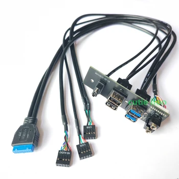 คอมพิวเตอร์ Motherboard ส่วนขยายหน้าต่อแผงสายเคเบิล 19Pin 9Pin ต้องประเภท-C 2-พอร์ต USB 2.0 บน 3.0 ล้องที่มีความคมชัดสูงนะเสียง 3.5 อืมหยิบไมค์ออกลำโพงไขสันหลังจากซ็อกเกต