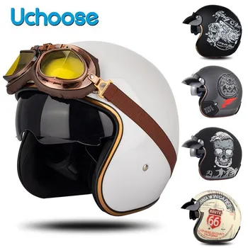 จุดเปิดหน้า Casco Moto สำหรับฮาร์เลย์มอเตอร์ไซค์เครื่องประดับชาย Moto Helmets Certificated นเรโทรมอเตอร์ไซด์หมวกกันน็อคาเฟ่ Racer
