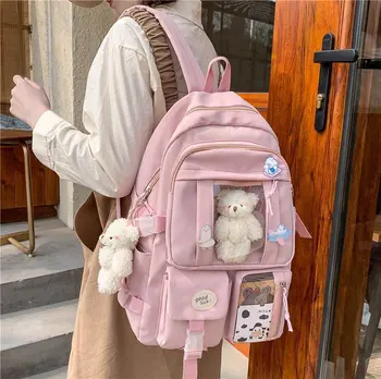 ญี่ปุ่นสมัยเรียนหญิงกระเป๋าโรงเรียนถุงสำหรับเด็กสาววัยรุ่น Multipockets ใหม่ 2021 กระเป๋าผู้หญิง Mochila Feminina ถุง