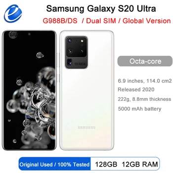 ดั้งเดิม Samsung กาแล็กซี่ S20 Ultra G988B/เกรดดีทั้งคู่ sim โกลบอลเวอร์ชั่น S20U 2 sim 6.9