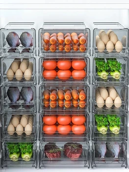 ตู้เย็นเก็บกล่องตู้เย็นกับโปร่งแสงปิด Containers สำหรับอาหารผลไม้เนื้อเก็บตู้เก็บอาหารถูกปกปิดกล่องจัดการห้องครัว