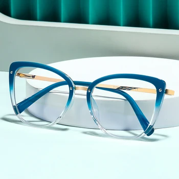 ต่อต้านสีฟ้าแสงสว่างบล็อกเขาก็บล็อกของผู้หญิงสแว่นตากรอบแฟชั่น TR90 รังสีการคุ้มครอง Eyeglasses โปร่งใส Eyewear 2076