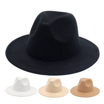 ทางการแต่งตัวแจ๊สหมวกสำหรับผู้ชายแบบคลาสสิควินเทจ Unisex อังกฤษแบบเต็มรู้สึกหมวก Imitation ขนแกะดำ@Label:Listbox Kde Distribution Method หมวกสำหรับผู้หญิง