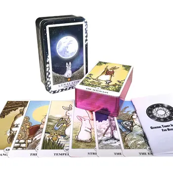 ทิกล่อง Gilded กระต่าย Tarot การ์ดชะตากรรม Divination ครอบครัวงานปาร์ตี้เกมส์ Tarot และความหลากหลายของทิบกล่อง Gilded Tarot ตัวเลือก