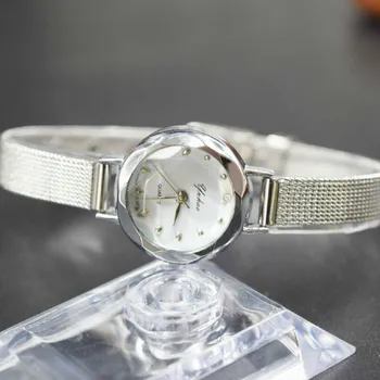 นาฬิกาผู้หญิงแต่งตัวด้านบนแบรนด์ที่หรูหราองดูผู้หญิงนาฬิกา Stainless เหล็กเงินโครงร่างมัดควอทซ์ Wristwatches Zegarek Damski