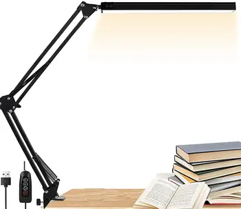 นำโต๊ะของโคมไฟกับหนีบเส้นเลือด,ตาส Dimmable อ่านแสง 3 สีโหมดแกว่งแขนตะเกีย,พอร์ต USB ตั-บนโต๊ะไฟตอนกลางวันไม่ใช่ตะเกียง