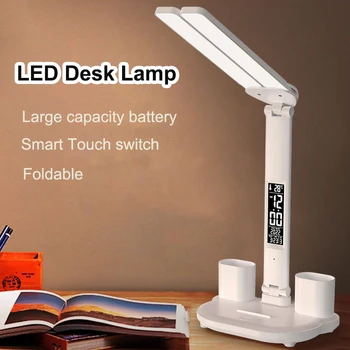 นำโต๊ะตะเกียง Dimmable แตะต้องโต๊ะของโคมไฟตาการคุ้มครองพอร์ต USB บนโต๊ะแล้วก็โคมไฟรูสำหรับห้องนอนของออฟฟิศนักเรียนคืนแสงสว่างด้วยปากกาและโฮล์เดอร์