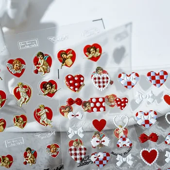 น่ารักจังเทวดาตัวน้อยแดงรักหัวใจ 5D อ่อน Reliefs ตัวเองชนิดหนึ่จับงานศิลปะตกแต่ง Stickers ละเอียดอ่อนแบบ 3 มิติจับ Decals Wholesale