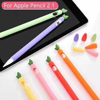 น่ารักผลไม้ซิลิโคดินสองคดีสำหรับแอปเปิ้ล iPad ดินสอให้หน่วยที่ 1 ระงับ 2 คนรุ่นปกป้องหน้าปกแผ่นจารึกนั้นแตะต้องปากกากับชุดสำหรับ iPencil 21