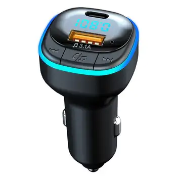 บลูทูธ 5.0 รถถชาร์จเจอร์เร็วมากตั้งข้อหาชนิดพอร์ต USB C รถโทรศัพท์ถชาร์จเจอร์ FM เครื่องส่งสัญญา Handsfree บุหรี่ไฟแช็ก MP3 โปรแกรมเล่นดนตรี name