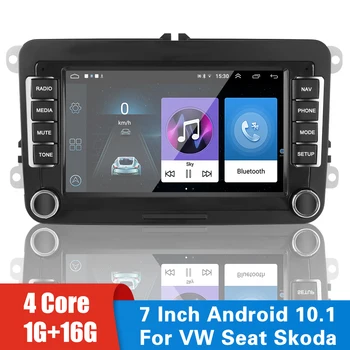 บลูทูธ WiFi GPS รถวิทยุ 1G+16G 2 Din Android 10.17 นิ้วสำหรับ VW/Volkswagen ที่นั่ง Skoda กอล์ฟ Passat โปรแกรมเล่นมัลติมีเดีย name