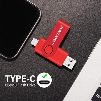 ประเภท-C พอร์ต USB แฟลชไดร์ฟ 64GB Rotatable OTG ปากกาขับรถ 32GB ความเร็วสูง Pendrive ว่างโลโก้ที่กำหนดสีแดงอเมโมรีสติ้ก(ms)สำหรับ Android โทรศัพท์