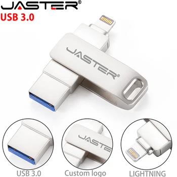 พอร์ต USB 3.0 แฟลชไดรฟ์ 256GB สายฟ้าปากกาขับรถสำหรับ IPhone 13 เงิน 2 ใน 1 เมโมรีสติ้ก(ms)128GB Waterproof Pendrive 64GB Storange
