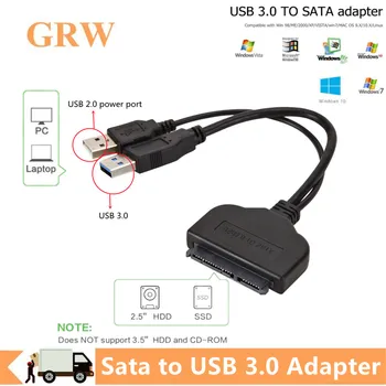 พอร์ต USB Sata สายเคเบิล Sata ต้องพอร์ต USB 3.0 อะแดปเตอร์รองรับ 2.5 นิ้วงเว็บเบราว์เซอร์ภายนอก SSD ลวดลาย stencils ฮาร์ดไดรฟ์ SATA 37+15 เข็ม Sata 3 สายเคเบิ้ลขึ้นไป 5 Gbps