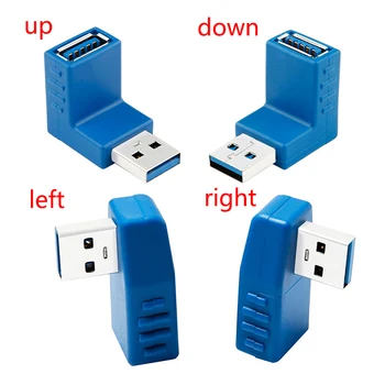 พอร์ต USB แก้ไขลวดลายจุดเชื่อมต่อ stencils 2.0 บน/3.0 น 90 องศาทางแนวตั้งทิ้งไว้ถูกต้องขึ้นลง Angled พอร์ต USB ประเภทเป็นผู้ชายที่หญิงเอ็/F Converter อะแดปเตอร์สีดำ/สีน้ำเงิน