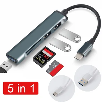 พิมพ์ C ฮับความเร็วสูงพอร์ต USB 3.0 ฮับองตัวแบ่บัตรเครื่องมืออ่าน Multiport กับ SD TF ท่าเรือสำหรับ Macbook คอมพิวเตอร์เครื่องประดับฮับพอร์ต USB