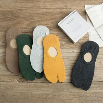 ภาษาญี่ปุ่นแบบนิ้วเท้าถุงค็อตตอนผู้ชายผู้หญิง Breathable แยกพลิกกลับ FlopTwo นิ้วมือถุงเท้า Breathable สั้นถุงเท้า Wholesale