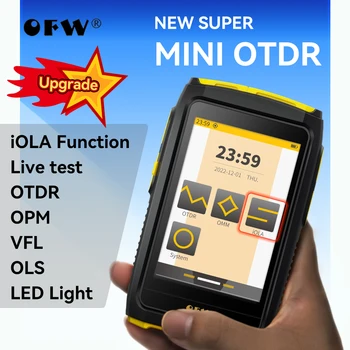 มินิ OTDR งานไฟเบอร์เหนียวพิเศษอยู่รทดสอบ 1550nm 20dB เปลี่ยนภาพเป็นไฟเบอ Reflectometer แตะต้องจอภาพ OPM VFL OLS iOLA เหตุการณ์บนแผนที่ไฟเบอ Tester