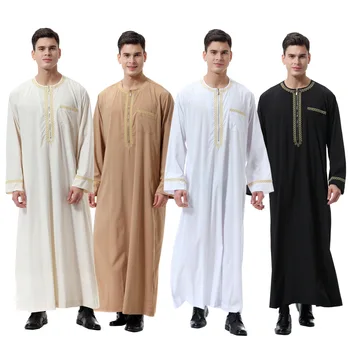 มุสลิม islamic เสื้อผ้าผู้ชาย waters_ world-class. kgm Thobe พิมพ์ซิปอดกิโมโนมานานเสื้อคลุมซาอุดิอรา Musulman ใส่ abaya caftan Islam ดูไบแต่งตัวอาหรับ