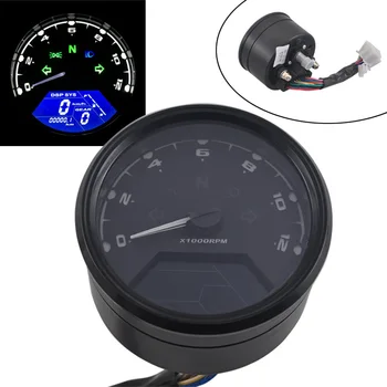 รูปแบบสากล LCD ดิจิตอลมอเตอร์ไซค์ Tachometer Speedometer Odometer Waterproof ทิหลายฟังก์ชันสำหรับร้านกาแฟ Racer 2-4 Cylinders