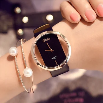 ร้อนแฟชั่นผู้หญิงดูหรูหราหนังโครงสร้างของรัดเข็มนาฬิกาผู้หญิงชุดดูปกติกับควอทซ์ดู Reloj Mujer Wristwatch ผู้หญิง