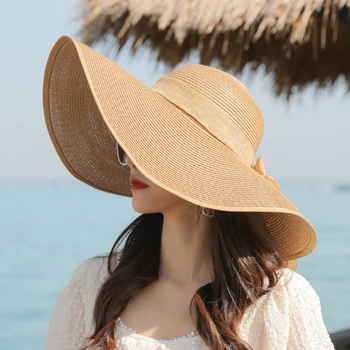 ฤดูร้อนลักฐานชี้ว่าเราจับฆาตกรหมวกผู้หญิง Foldable ใหญ่ออกจะกว้าง Brim ชายหาดหมวกแดดหมวกบล็อก UV การคุ้มครองปานามาหมวกกระดูก Chapeu Feminino Sombreros