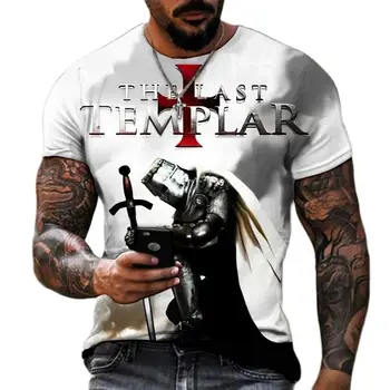 ฤดูร้อนแฟชั่น Templar 3D พิมพ์คนเสื้อยืดของถนน Harajuku ข้าม TShirt สำหรับคนเตี้ยข้อมือปรับขนาด Tshirt วินเทจบ