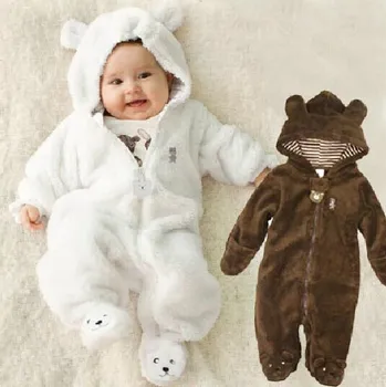 ฤดูใบไม้ร่วงฤดูหนาวที่รัก Rompers หมีรูปแบบเด็กโครอลไอส์แลน fleece แบรนด์ Hoodies ชุดหมีเด็กผู้หญิงพวก romper newborn toddle เสื้อผ้า