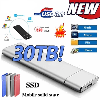 วความเร็วสูง 128TB 1TB 2TB SSD 100%หรอกดั้งเดิมแบบเคลื่อนย้ายได้เว็บเบราว์เซอร์ภายนอกแข็งของรัฐฮาร์ดไดรฟ์ 16TB 8TB USB3.0 ส่วนเชื่อมต่อเคลื่อนที่ยากที่ขับรถ