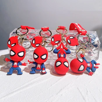 วามมหัศจรรย์ซุปเปอร์ฮีโร่ Spiderman Keychains ตูนไปเดอร์แมนไปตุ๊กตา Keyrings วกอเวนเจอร์สอะนิเมคิดจี้ห้อยคอ Keyholder งกุญแจรถ