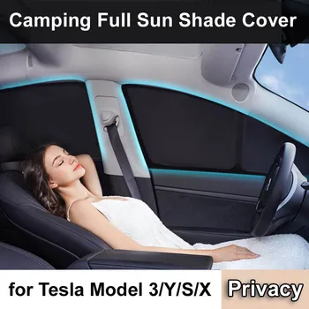 สำหรับ Tesla รุ่นของพวก 3 X ซอาทิตย์พับเก็บหน้าด้านหลังด้านหน้าต่าง Sunshade กระจกหน้าอาทิตย์ Visor สุนัขไม่มีสัญญาณกันขโมยและตั้งแคมป์รถถังภายในเครื่องประดับ