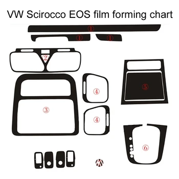สำหรับ Volkswagen VW Scirocco/NAME รตกแต่งภายในเซ็นทรัลแผงควบคุมประตูจัดการคาร์บอนไฟเบอ Stickers Decals รถ Styling Accessorie