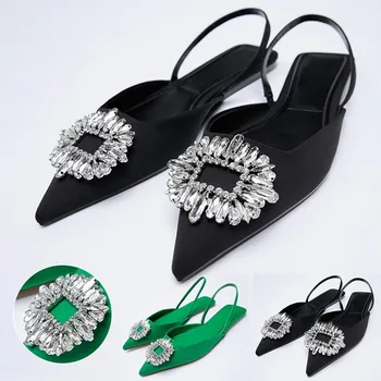 สีชมพู Sequined งานแต่งงานรองเท้าสำหรับผู้หญิงหน้าร้อนใหม่ Footwear 2022 Rhinestone temperament นิ้วเท้าหมวก sandals